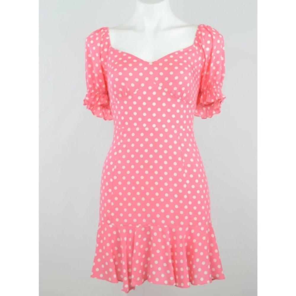 Pink polka dot mini dress